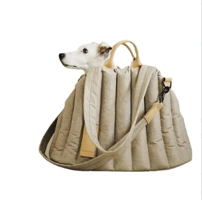 Customize Twill Faux Linen Warm Sling Pet Carrier Tote Bag Travel Dog Car Seat Safety Bed with Removable Soft Pad
