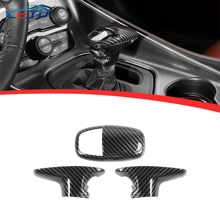 Car Accessories ABS Car Gear Shift Knob Cover Trim Panel Frame Sticker Head Trim For Dodge Challenger Charger 2015-2023