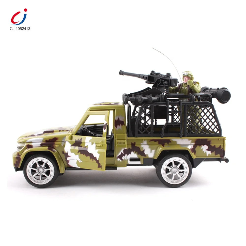 Newly designed 4 channel remote control open door pickup truck plastic army men toy and cars