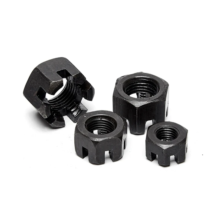 Slotted / Hex Head Nuts Metric Thread Zinc Plated , Hex Castle Nut Coarse Thread DIN 935