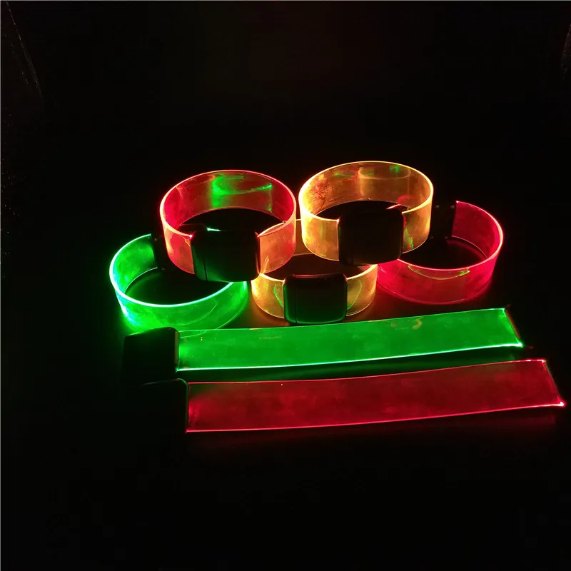 BOSI Manufacturer Novelty Transparent TPU Custom Laser Logo Neon Glow Flashing Light Up Led Magnetic Bracelet Wristband
