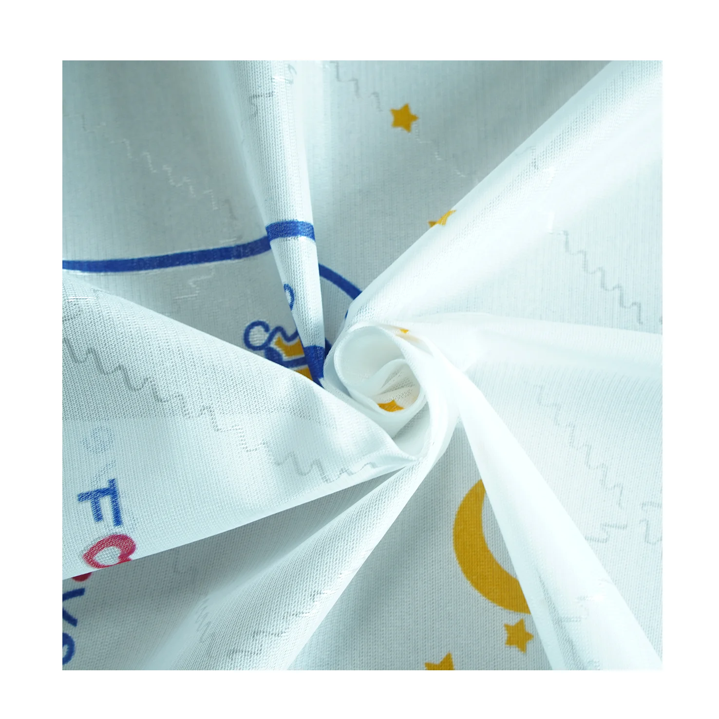 White color printing four seasons universal design 70g tricot polyester printed mattress fabric