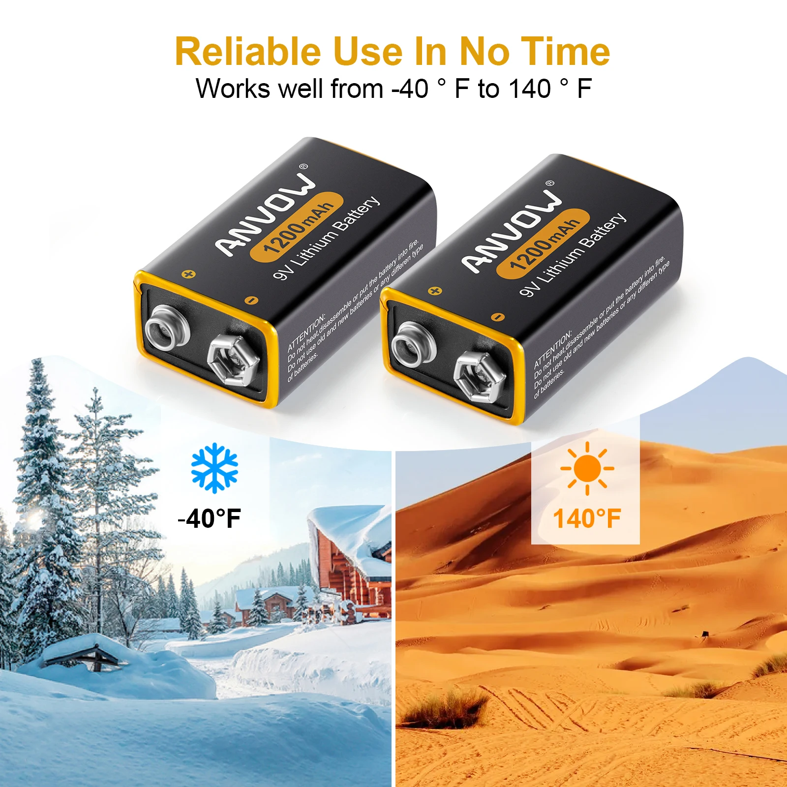 High Capacity Non Rechargeable 1200mAh Battery Pack Square Lithium 9V Batteries For Smoke Detector