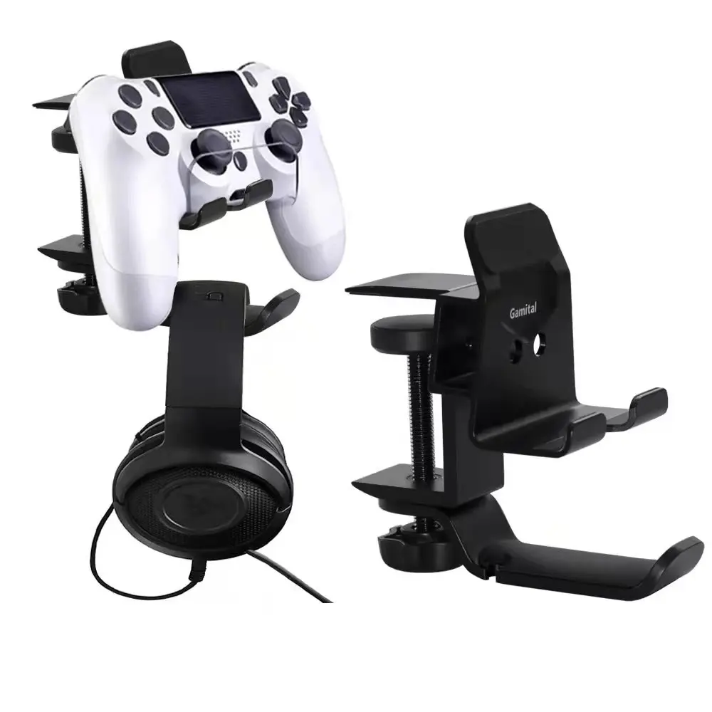 New Wholesale Gaming Accessories Headphone Mount Box Aluminum Headphone Stand With Desk Cup Holder