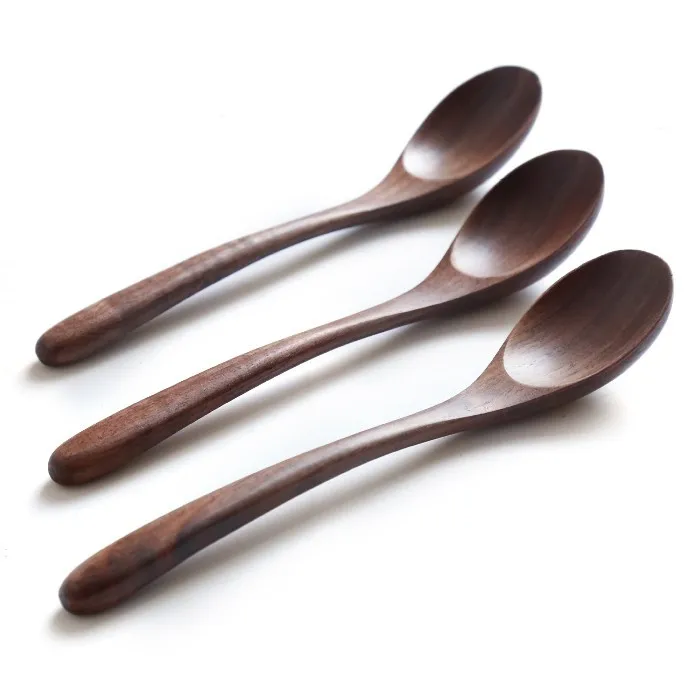 Natural black walnut tableware solid wooden rice spoon