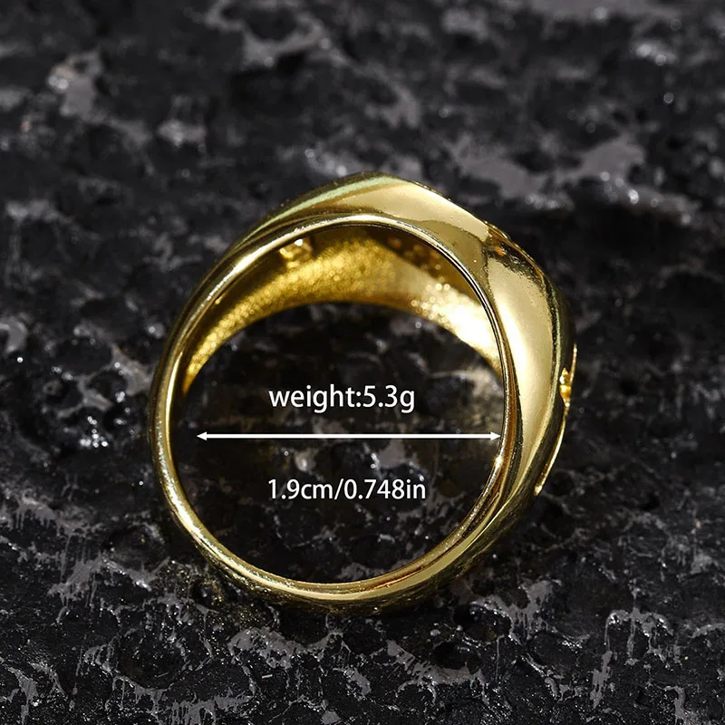 Кольца в стиле хип-хоп с золотым камнем