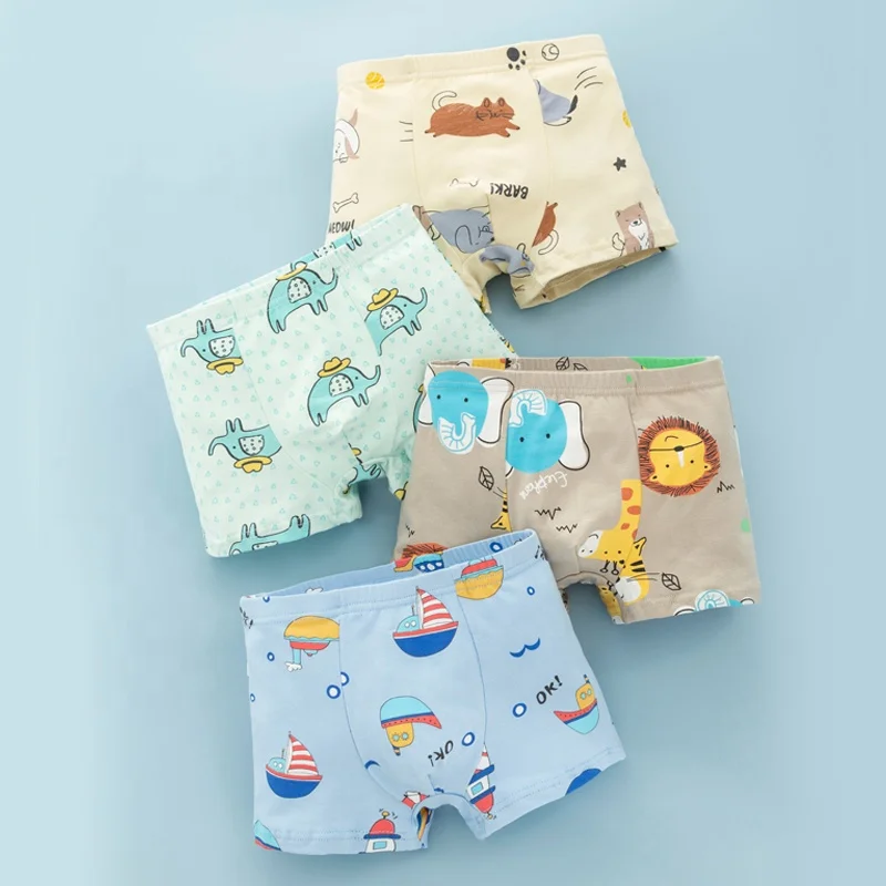 Wholesale Kids Underwear 95% Cotton 4 Pieces Pack Baby Underwear Sets 1-8 Years Boys Children Panties Boxer Shorts