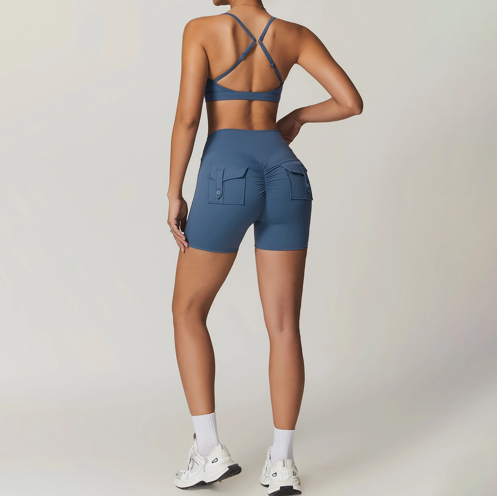 YIYI Summer Soft Fabrics Gym Fitness Set High Stretchy Comfortable Workout Athletic Sets Quick Dry Women Sport Wear