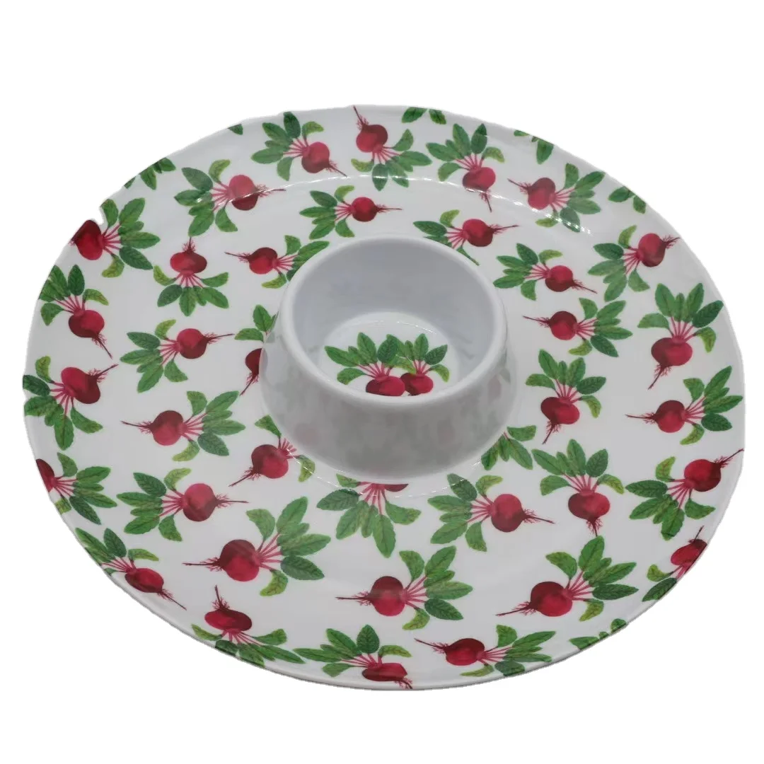 Заводская поставка индивидуальная меламиновая посуда оптовая продажа Меламиновый круглый лоток для чипа можно мыть в посудомоечной машине