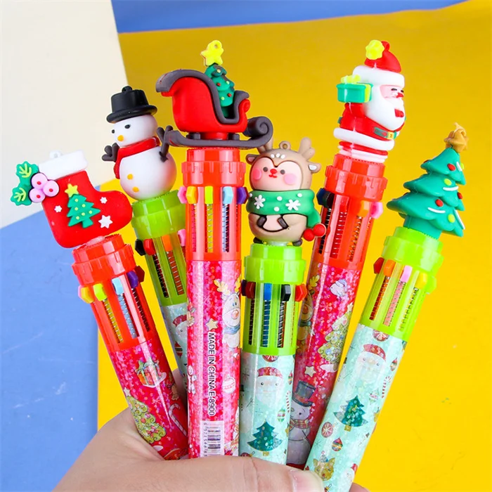 Innovative Factory Direct christmas gift office supplies and Writing stationery,10 IN 1 Plastic  Click ballpoint pen for school