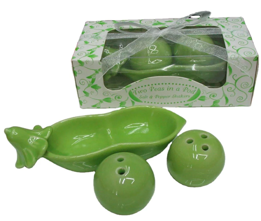 Ywbeyond wedding favors and  wedding souvenirs guests Two Peas In A pod Ceramic Salt and Pepper Shakers