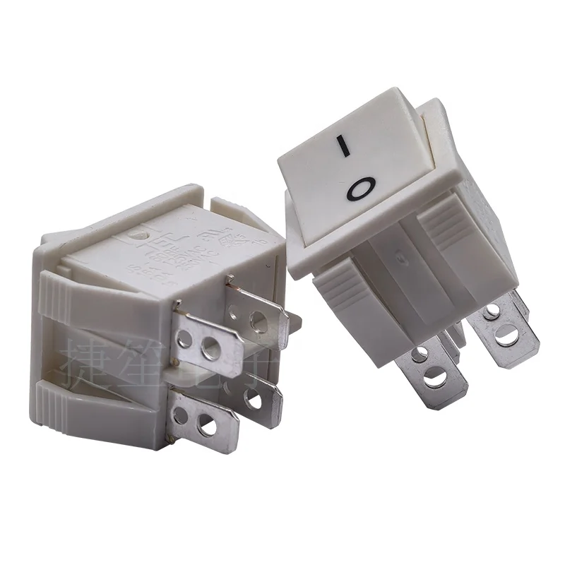 16A 250V /16A125V AC Square  Rocker Switch White Switch for Equipment and Medical Equipment JS-608FA