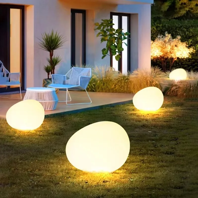 Landscape Light Outdoor Waterproof Solar Villa Garden Decoration Courtyard Luminous Stone Pebbles LED Lawn Light