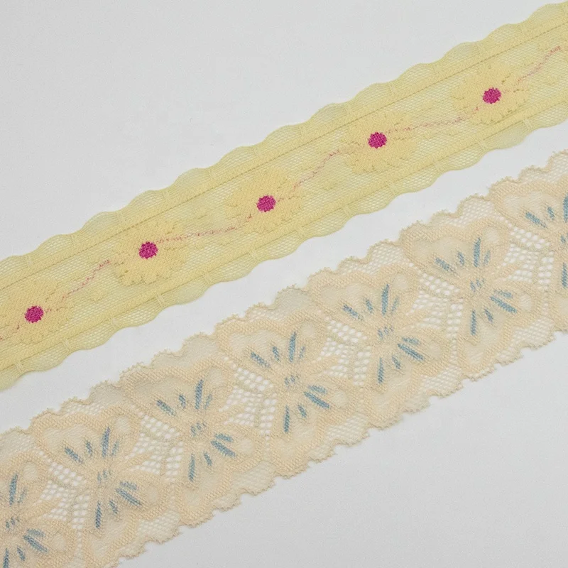 Floral Pattern Fabric Lace Elastic Ribbon Bilateral Handicrafts Embroidered Net Lace Trim For DIY Sewing Clothing Accessories