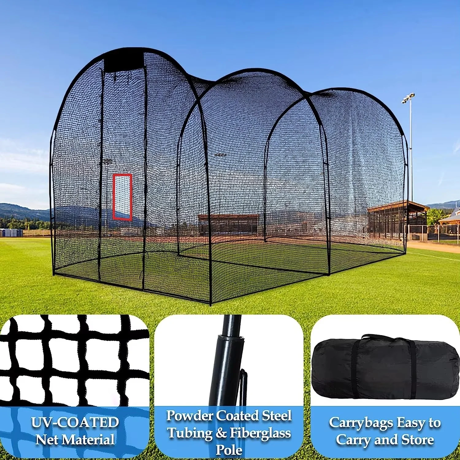 Baseball Batting Cage Heavy Duty Baseball Batting Cage for Backyard Baseball Softball Batting Cage Net and Frame Easy to Set Up