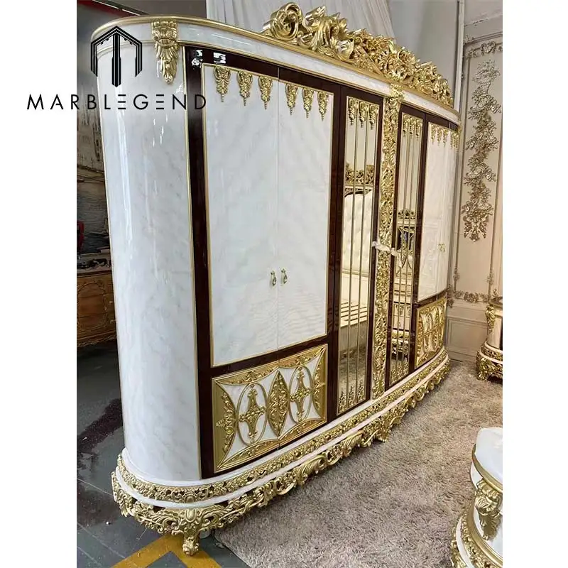 luxury royal fancy solid wood home bed room bedroom furniture set