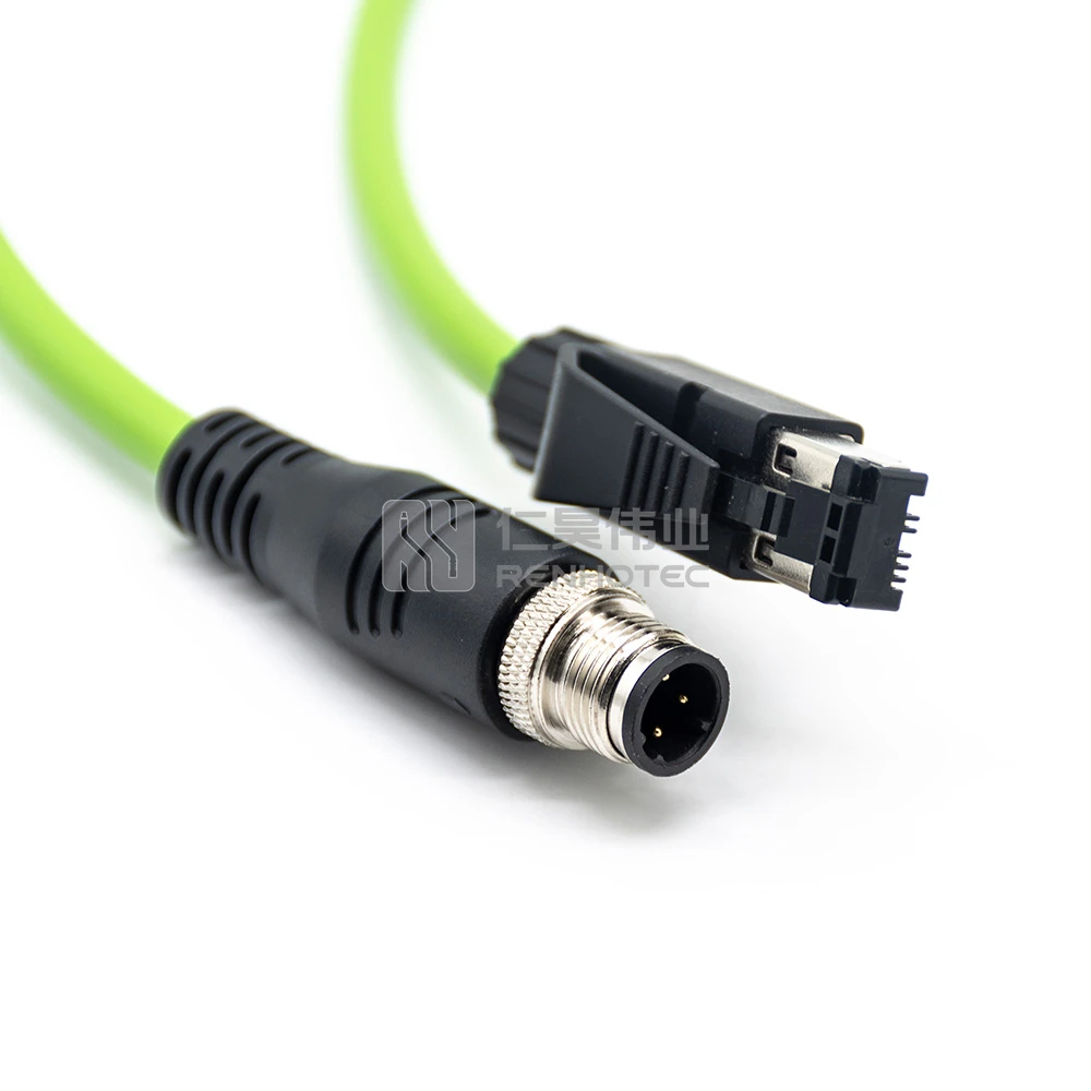M12 4-Контактный Штекер D-код к RJ45 Crodset PROFINET CAT5E кабель для промышленного подключения Ethernet
