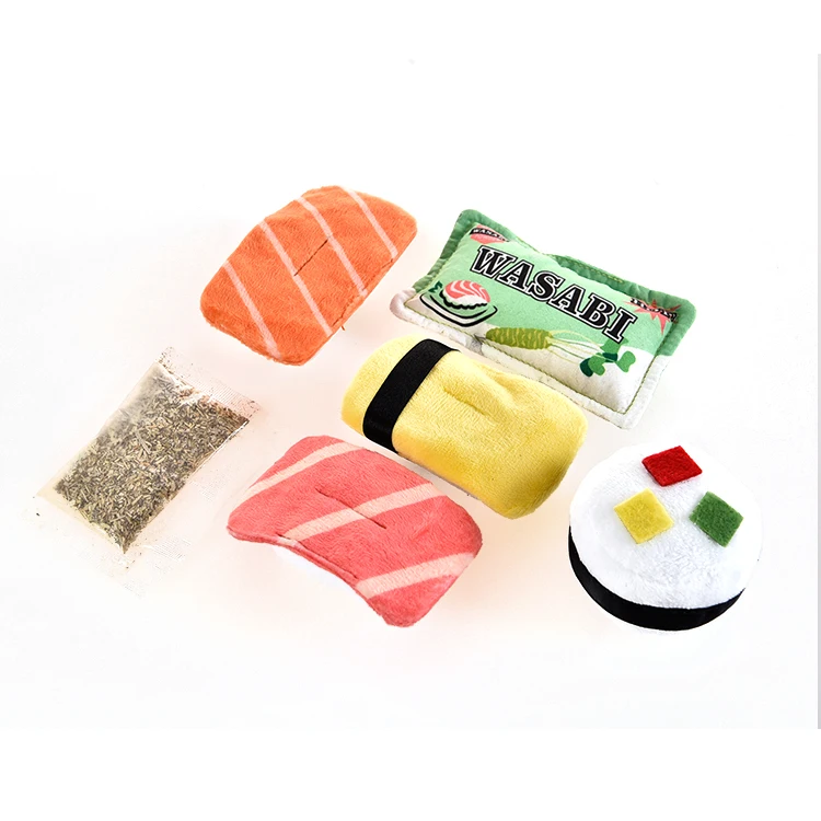 
Sushi Food Shape Pet Chewer Interest Padding Cute Soft Cat Catnip Toy 