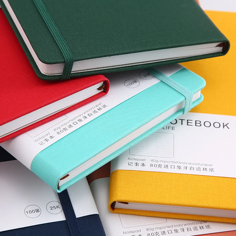 Journal Manufacturer Custom A5 Hardcover PU Leather Note Book Business Fabric Linen Notebook