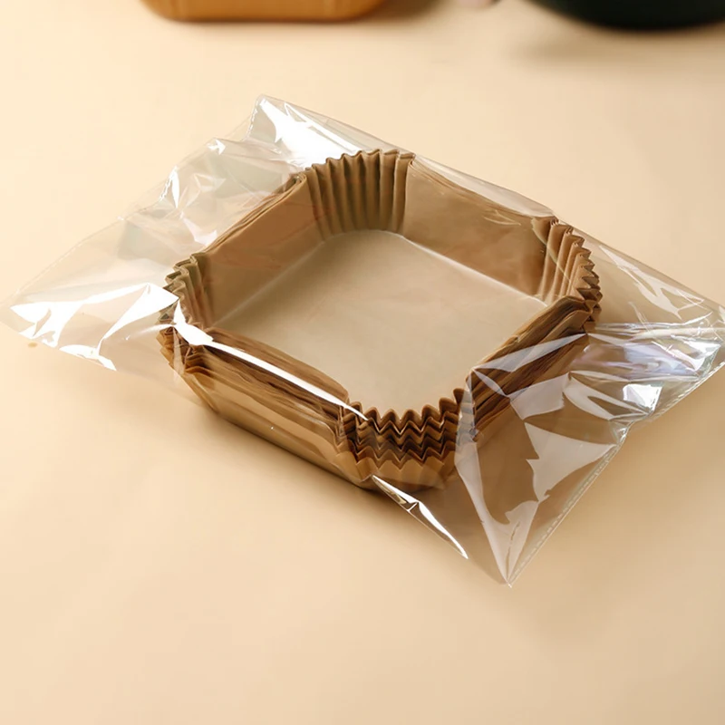 Natural Color White Baking Paper Air Fryer Oil Paper Non-stick Coating Disposable Greaseproof Air Fryer Cup Liners for Baking