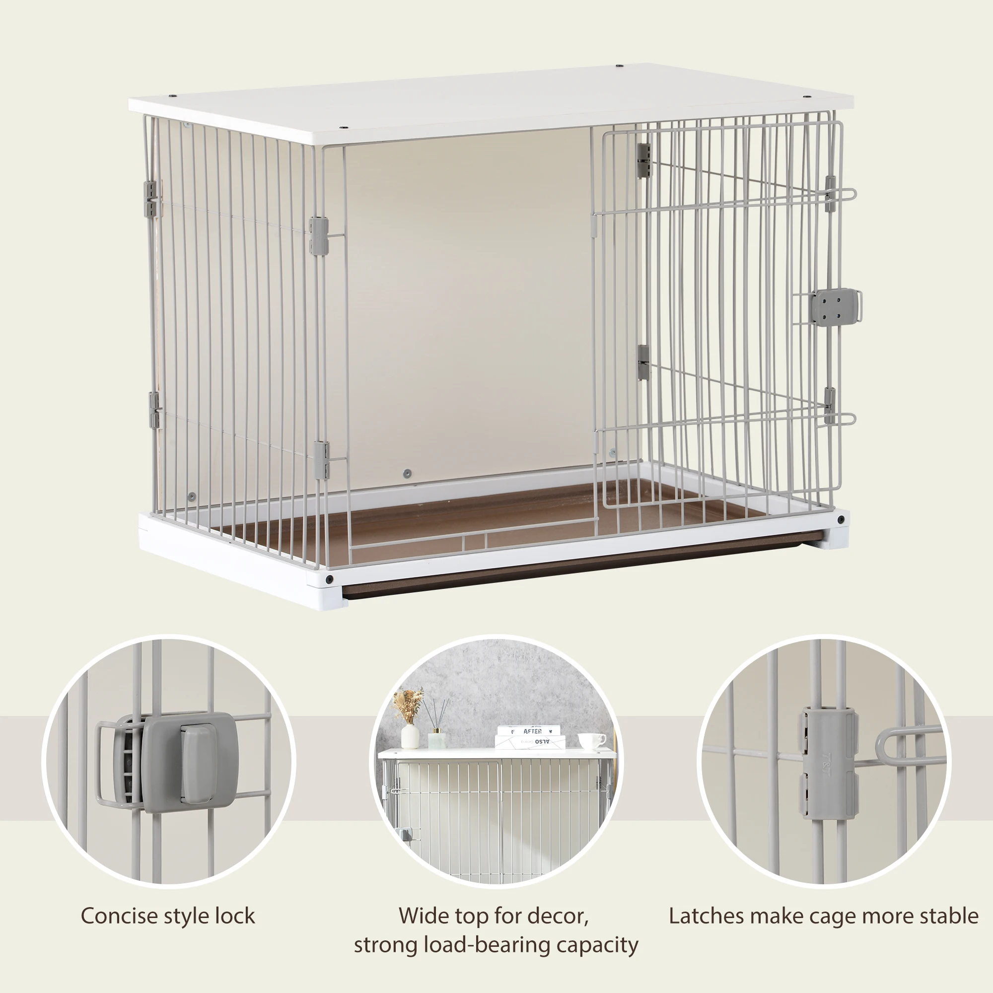 USA STOCK Indoor Outdoor Pet Cages Large Metal Mesh Wire Dog Crate With Removable Bottom