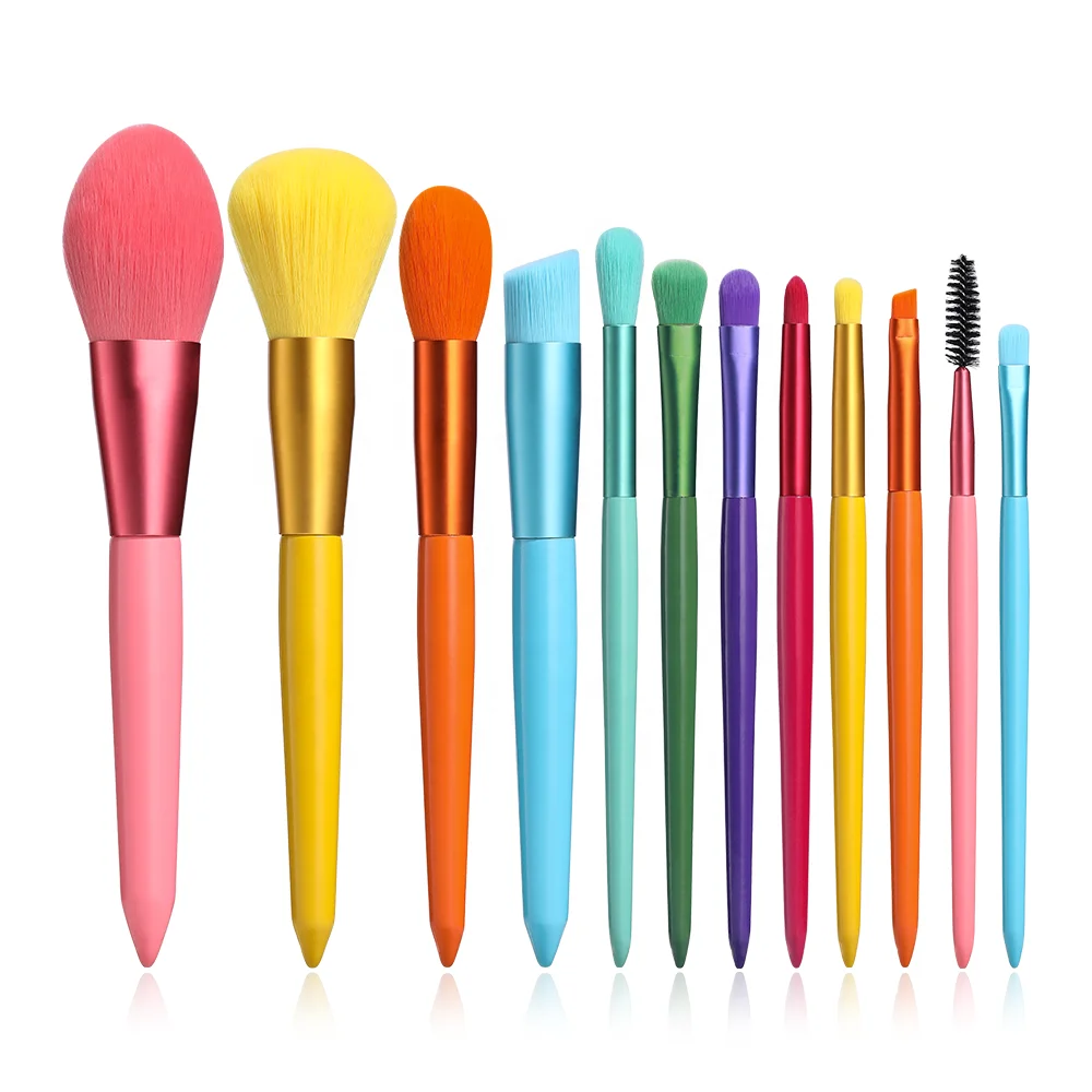 Fashion Colorful Make Up Brushes Set Private Label 12PCS Candy Color Makeup Brush Set Wholesale