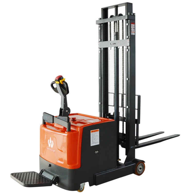 1 Ton Small Automatic Pallet Stacker Food Shop Electric Forklift with dual mast