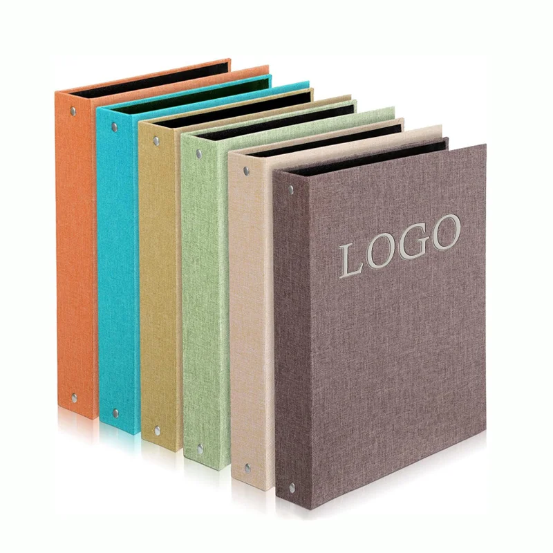 Hard Cloth Linen Cover with Custom Logo Files Folder Rings Binder for A4 A5 Paper