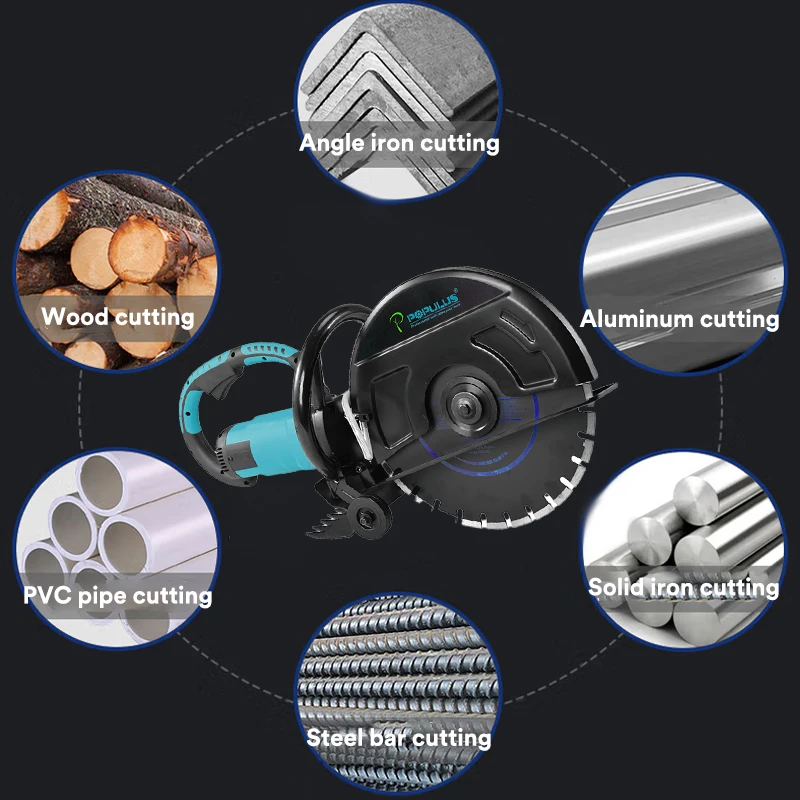 iPOPULUS Wall Cutter Electric 3800w Wall Concrete Cutter Grooving Machine For Concrete Brick Cutting 355mm Electric Wall Chaser