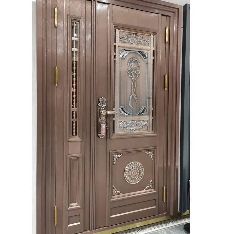 High quality modern glass stainless steel frame door design exterior stainless steel panel single door
