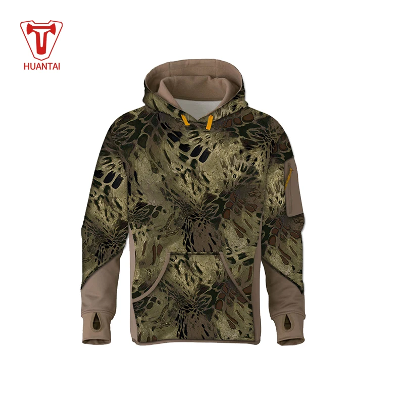 hunting waterproof sweatshirt camo with thumb holes in the sleeve hooded
