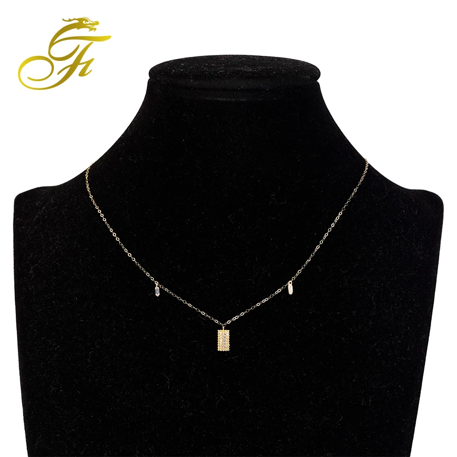 Customized Real 9K 14K 18K Name Necklace Jewelry square zircon choker wholesale price crystals fine jewelry beauty necklaces