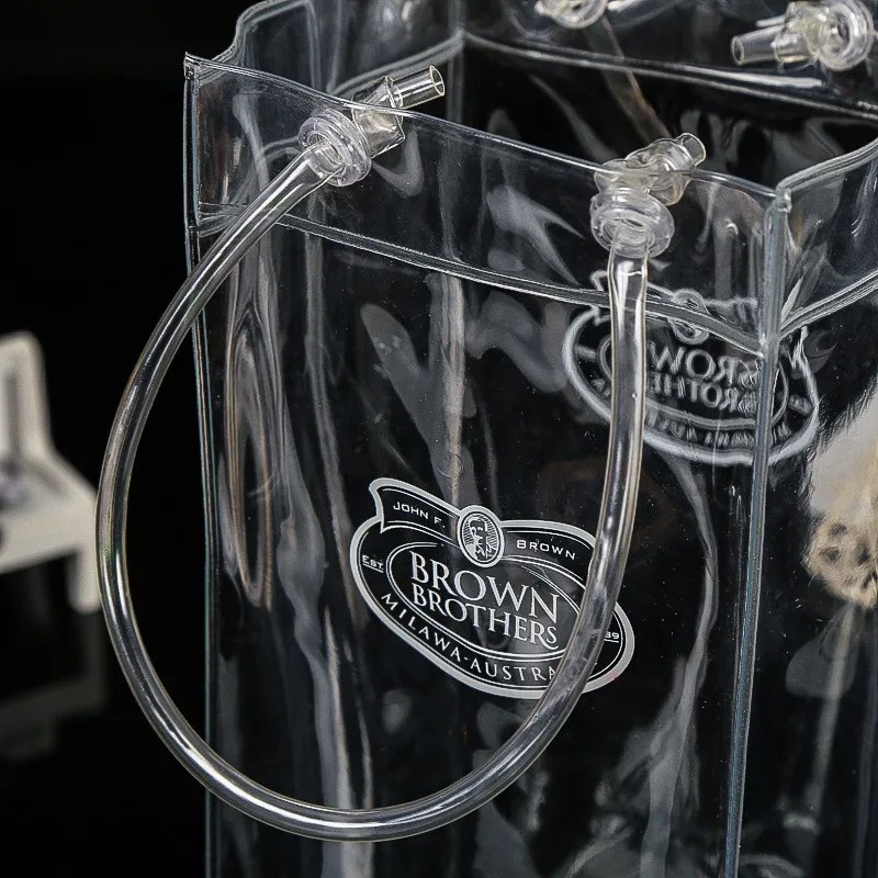 wholesale transparent chilling bag pvc ice bag wine bottle pouch bag