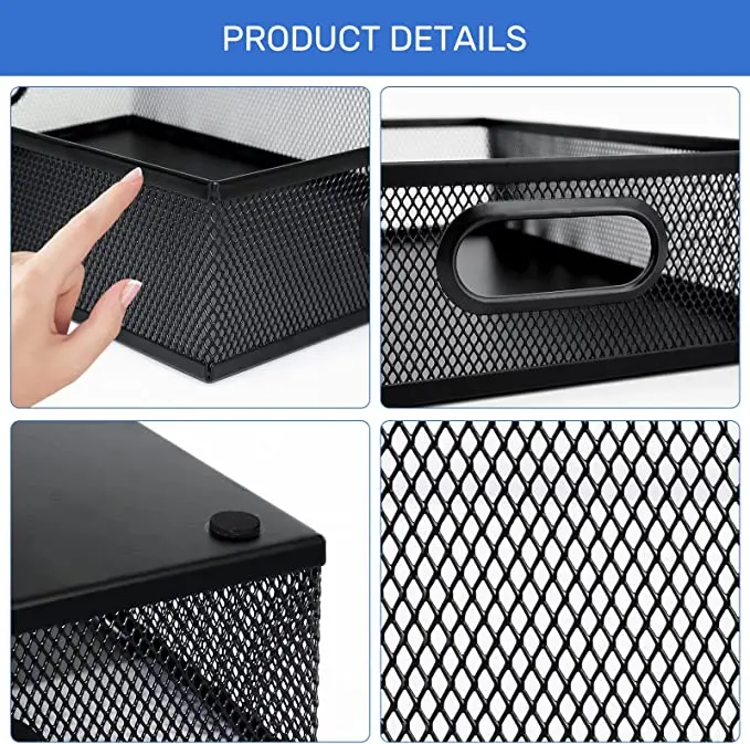 Mesh Desk Drawer Organizer Tray-Stackable with Two Adjustable Dividers
