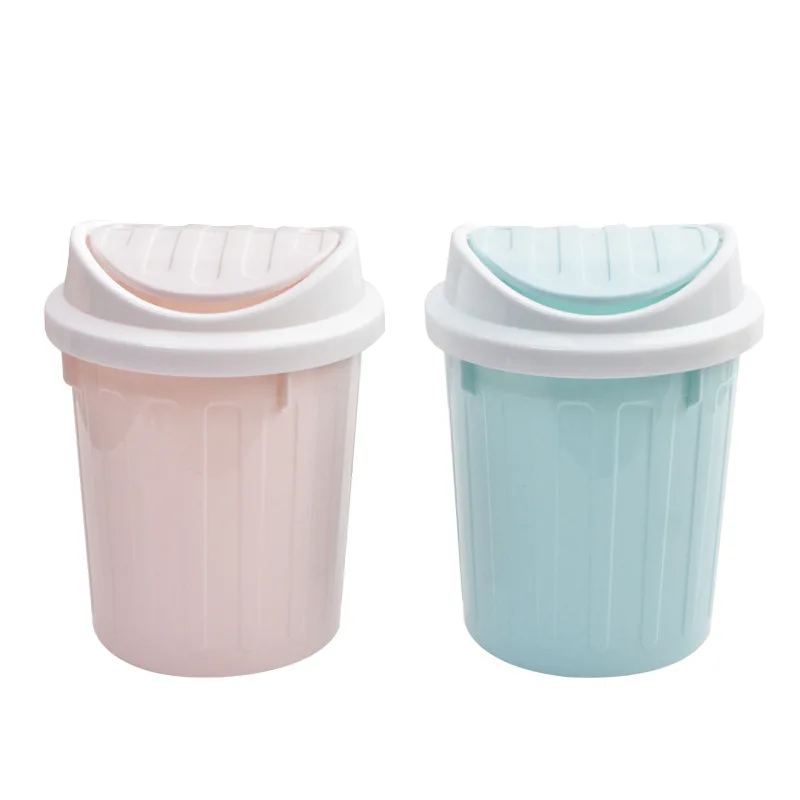 Mini With Lid Desktop Trash Bin Small Home Shake Cover Type Trash Can Office Waste Classification
