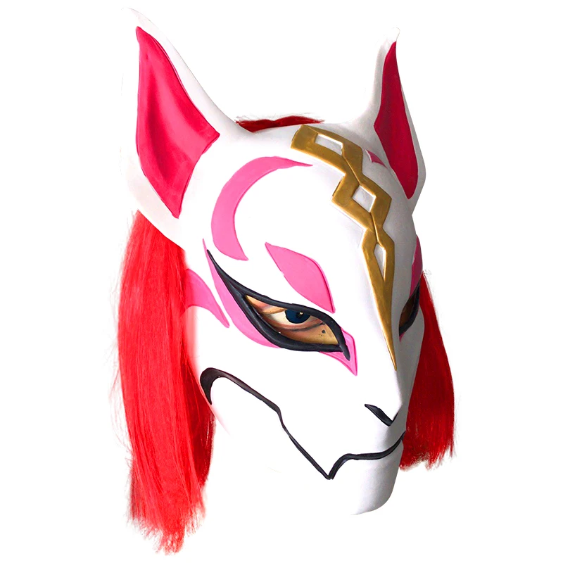 Funny Fox Drift Mask with red hair Halloween latex Costume Party Mask Custom Logo Printed Animal Shape