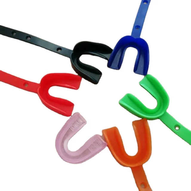 Assorted color football moldable soft teeth protection sport mouthpiece with strap