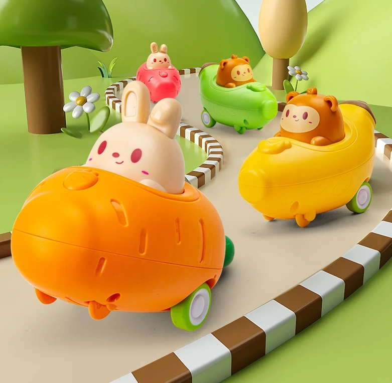 Хит продаж гоночная игра игрушечная машинка TikTok инерционный откат мультяшный динозавр обезьяна банан безопасный и забавный Juguetes para Ninos