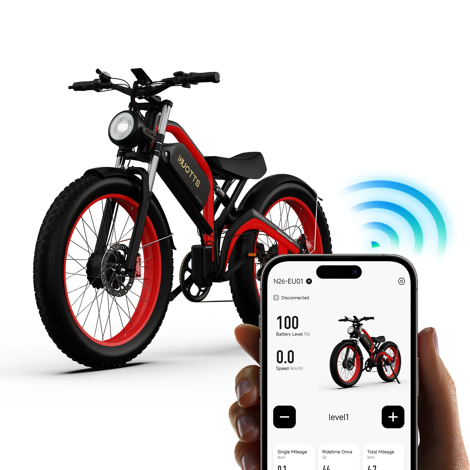 DUOTTS N26 Electric Bike 48V 20AH 750W*2 Dual Motors 26 Inch Fat Tire Electric Bikes Adults Shimano 7 Speed Speed Up to 55km/h