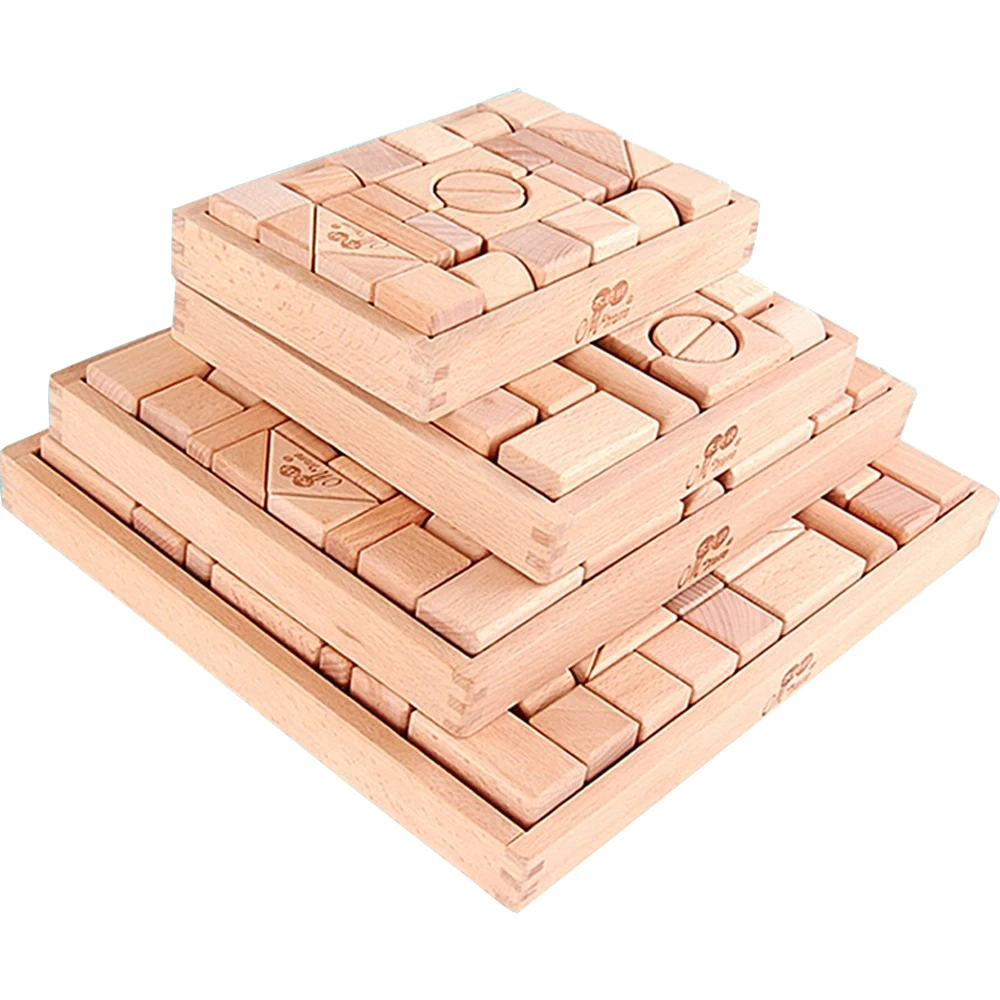 Natural Wood Creative Building Blocks Sets Multicolor Custom Stacking Construction block educational toys