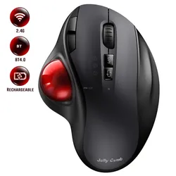 Hot Selling BT Wireless Computer Mouse  Rechargeable Dual Mode Optical Trackball Ergonomic Wireless Mouse