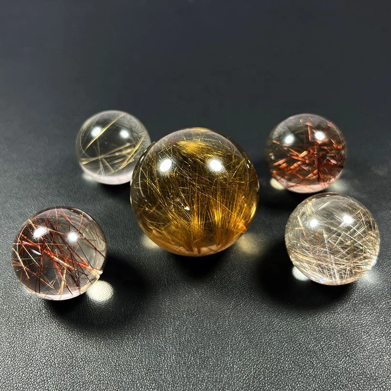 Natural Rutilated Quartz sphere crystal ball healing stone golden rutilated quartz ball for fengshui decoration