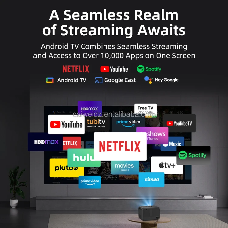 CAIWEI A6 Заводская 900 ANSI Google TV 1080p 4K Hd ЖК-дисплей светодиодный портативный проектор для домашнего кинотеатра