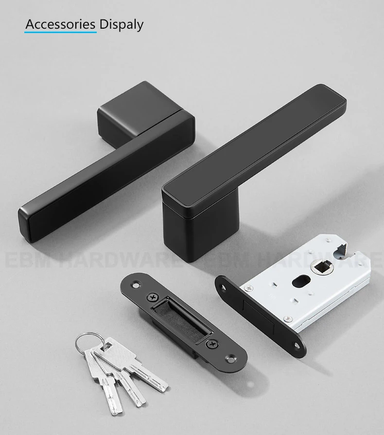 Magnetic System Interior Door Aluminium Alloy Magnetic Door Lock With Hidden Key Hole Lever Handle Wooden Door Lock