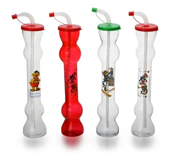 Plastic Yard Glass 500 ML Party Slush Cup With Straw And Cover