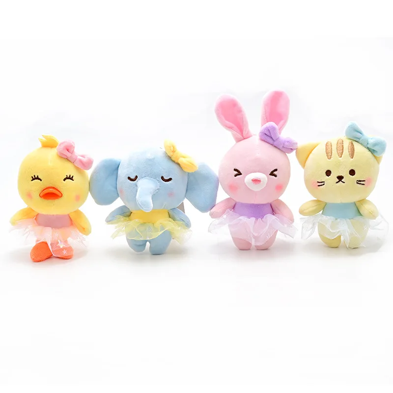 New ballet animal series rabbit cat elephant duck plush toy doll key chain pendant doll