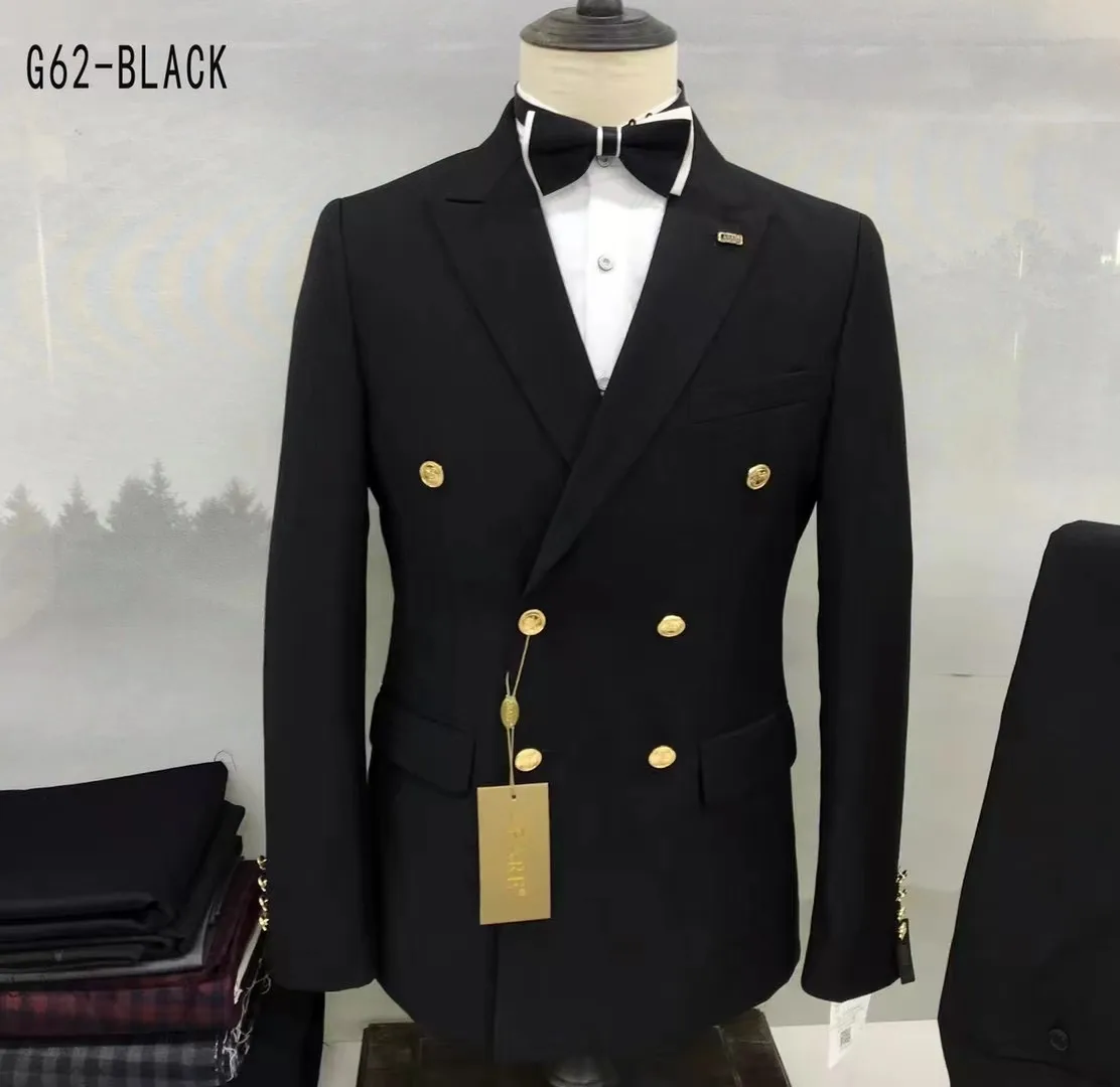 Famous brand Men Business Elegant Double Breasted Gentleman Suit Slim 2-piece in stock