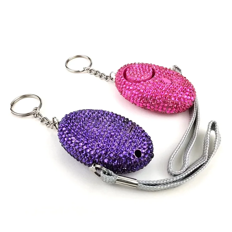 2023 mini diamond super loud personal security anti attack emergency self defense alarm keychain