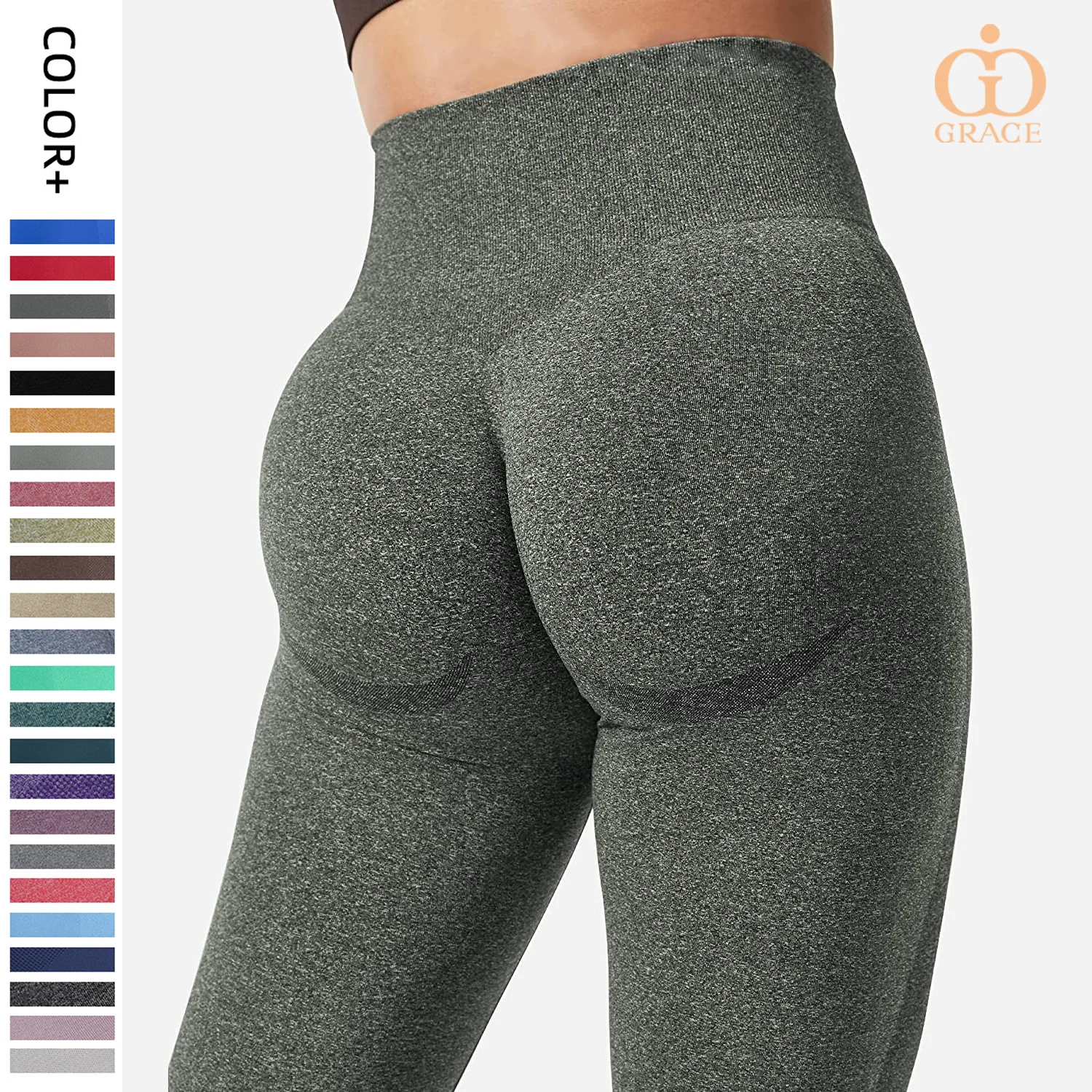 High Waist Smile Contour Butt Lift Workout Outfits Sports Fitness Gym Ribbed Tight Pants Seamless Yoga Leggings for Women