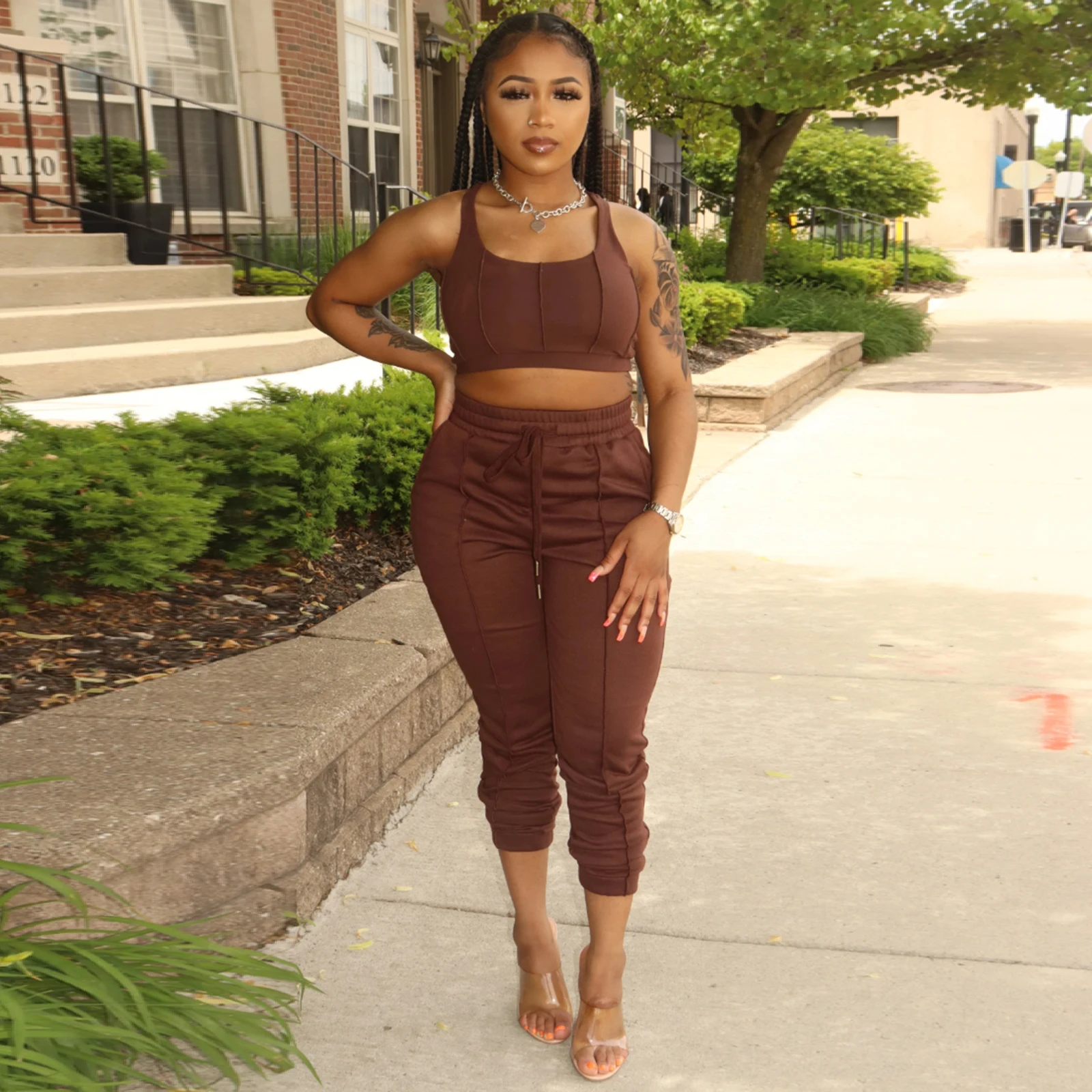 2022 Casual Knit Outfits Designer Clothes Luxury Tracksuit Clothing Lounge Wear Sweatsuit 2 Piece Pants Jogger Sets For Women